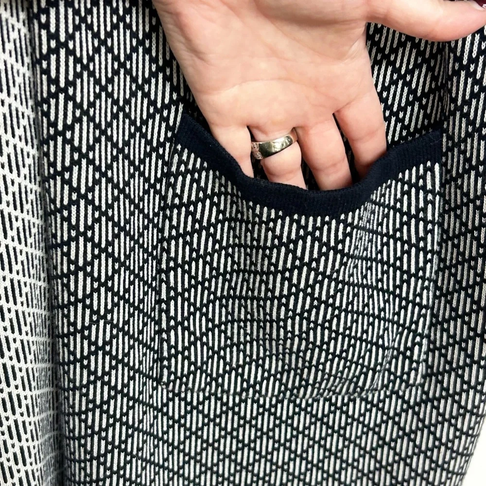 Talbots long-line open-front cardigan sweater navy white Size X-large XL - Picture 5 of 10